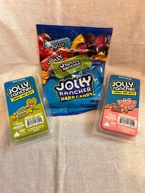 Jolly Rancher Green Apple & Watermelon Candle Wax Melts and Candy bundle